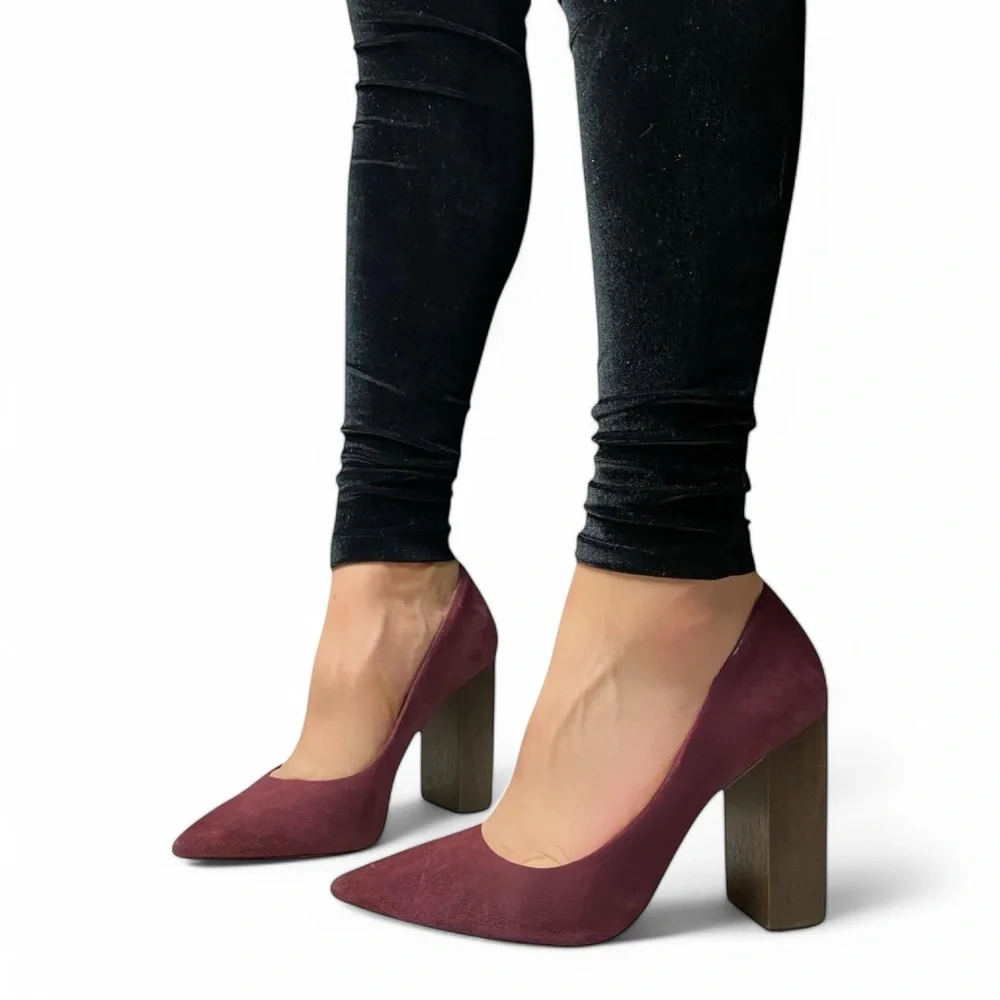 1. State Burgundy Suede Block Heel Pumps – Size 8.5 - Picture 3 of 5